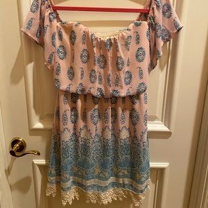 Pink Off the Shoulder Dress with adorable pattern